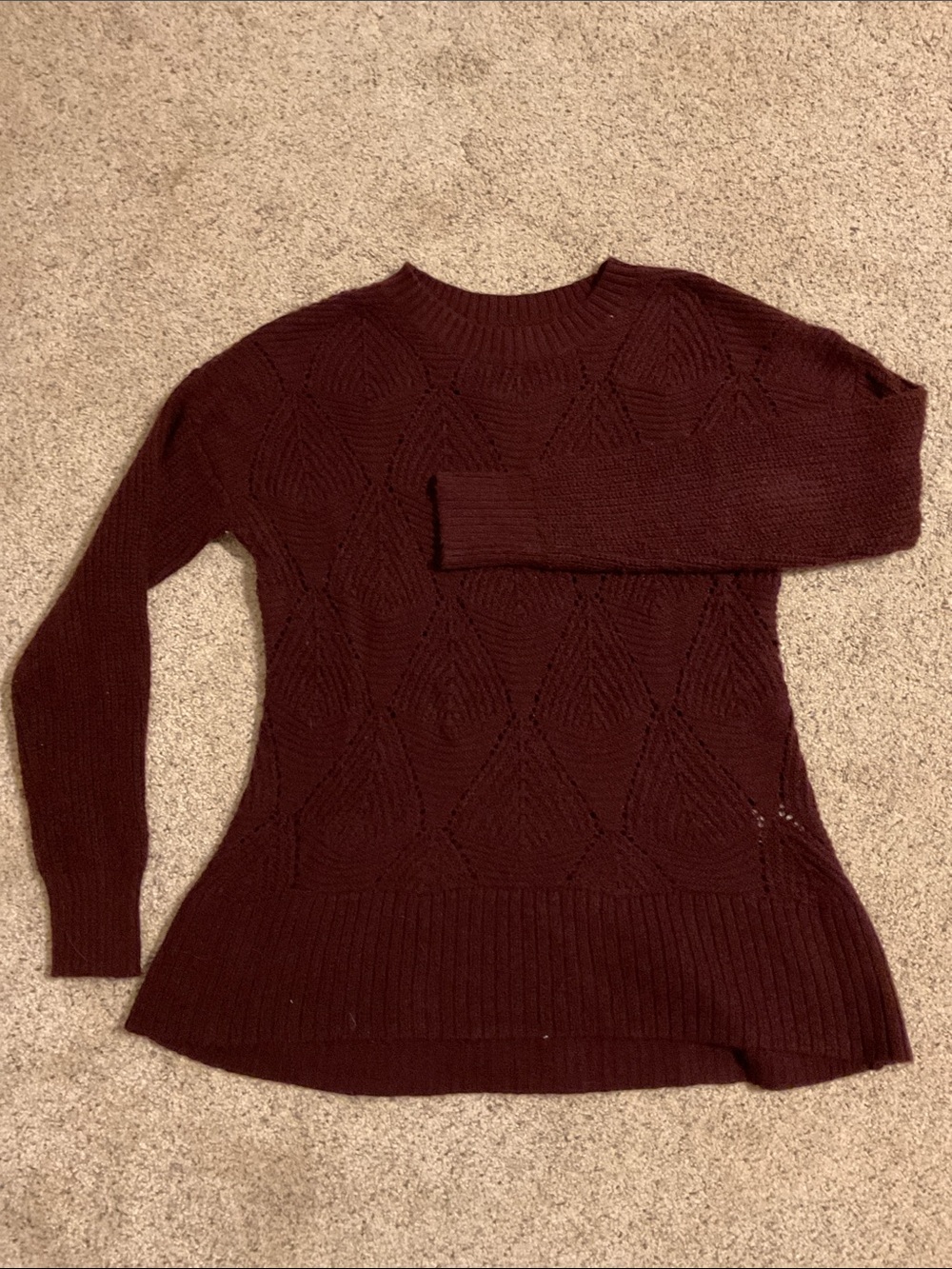 Sonoma Diamond-Pattern Crewneck Sweater - Wine